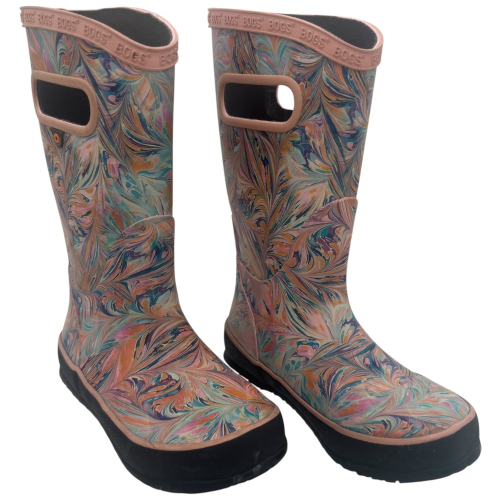 BOGS Kids Rainboot Marble Coral Waterproof Rain Boots Size 12 72664-812
